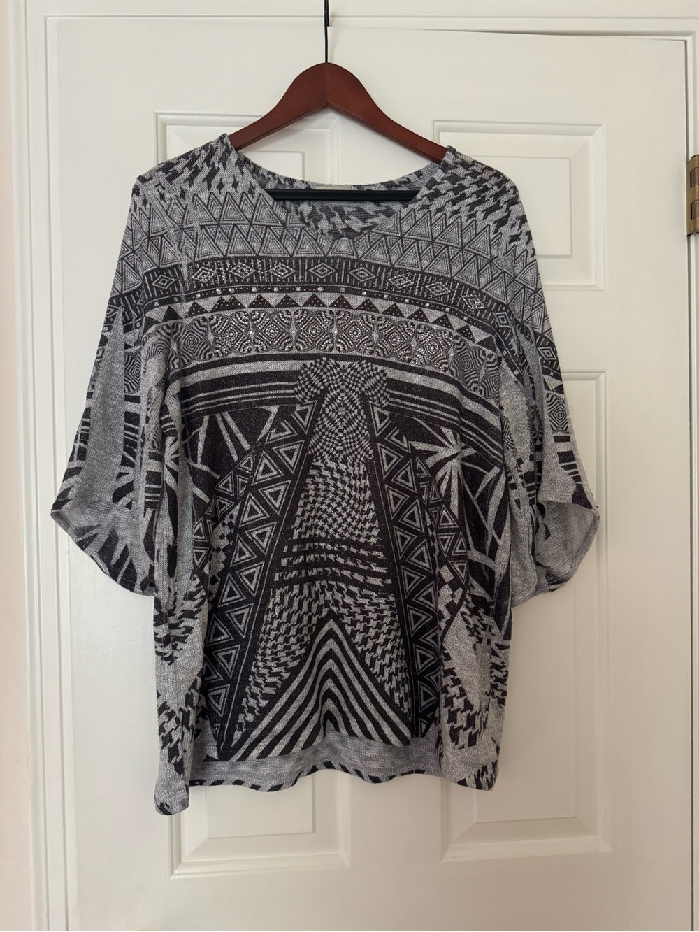 Cactus Black & Gray Geometric Tunic Top
